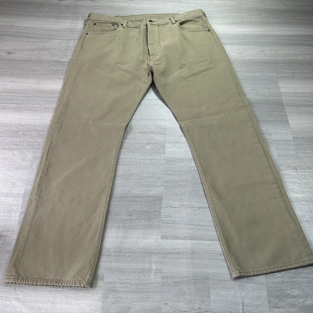 Levis 501 Jeans Mens 40x32 Beige Button Fly Straight Denim Medium Wash Pants